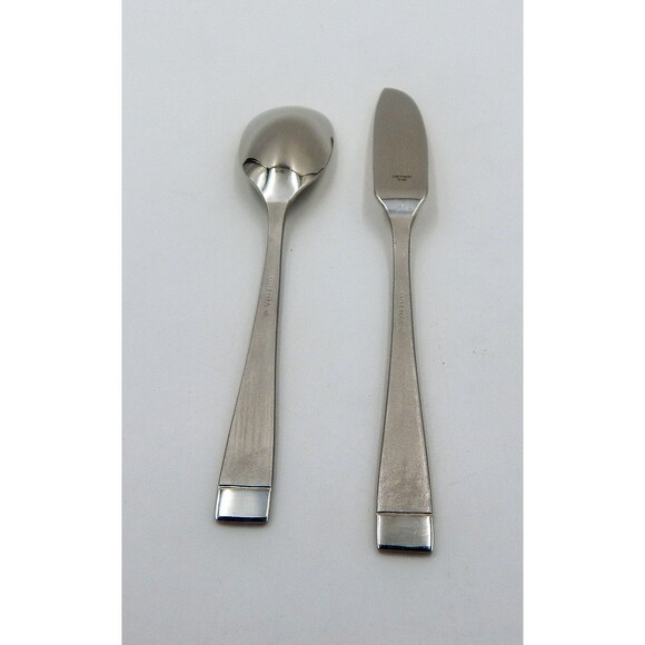 Oneida Stainless Mercer Sugar Spoon & Master Butter Knife Satin Frosted Set of 2 - Picture 4 of 8